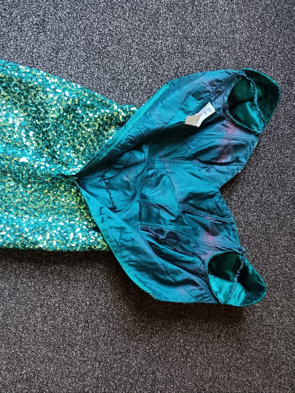 True Vintage Mike Benet Teal Full Sequin Beaded Formal Evening Gown USA, Size 6 - Picture 6 of 16